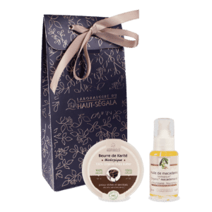 Packshot produit pochette beurre de karité et huile de macadamia
