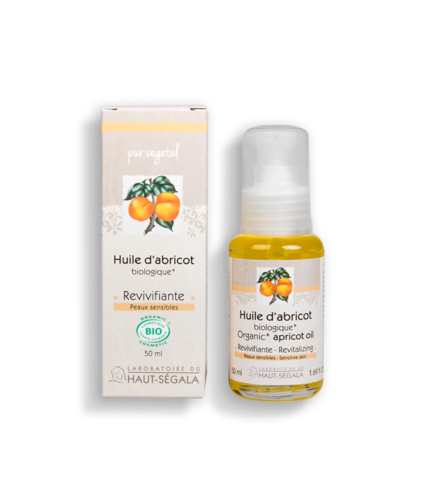 Packshot produit huile d'abricot biologique
