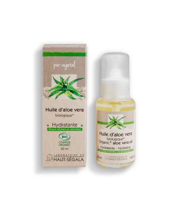 Packshot produit huile d'aloe vera biologique