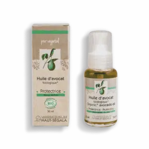 Packshot produit huile d'avocat biologique