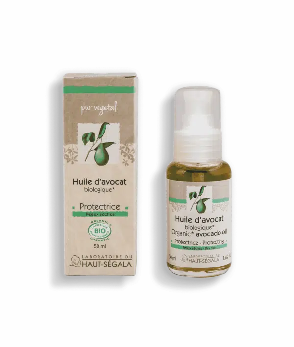 Packshot produit huile d'avocat biologique
