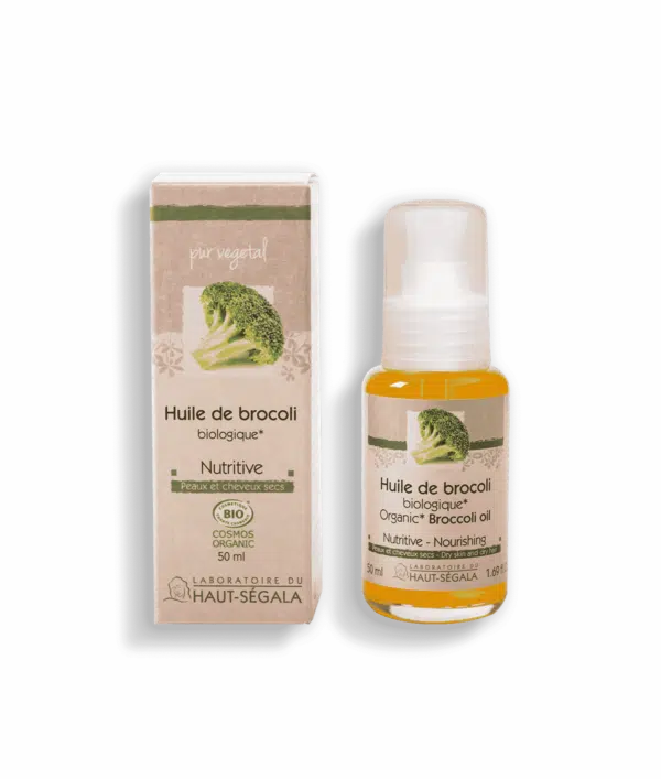 Packshot produit huile de brocoli biologique