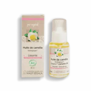 Packshot produit huile de camélia biologique