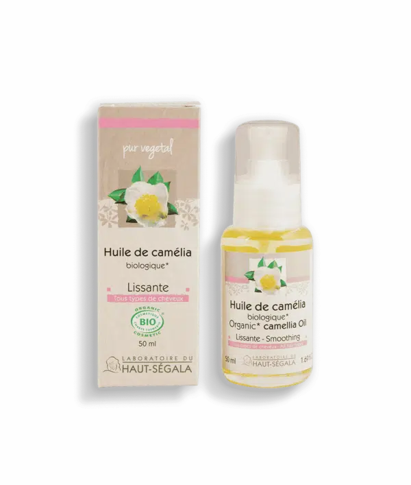 Packshot produit huile de camélia biologique