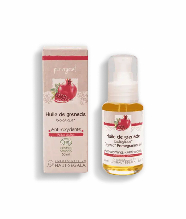 Packshot produit huile de grenade biologique