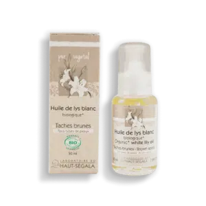 Packshot produit huile de lys blanc