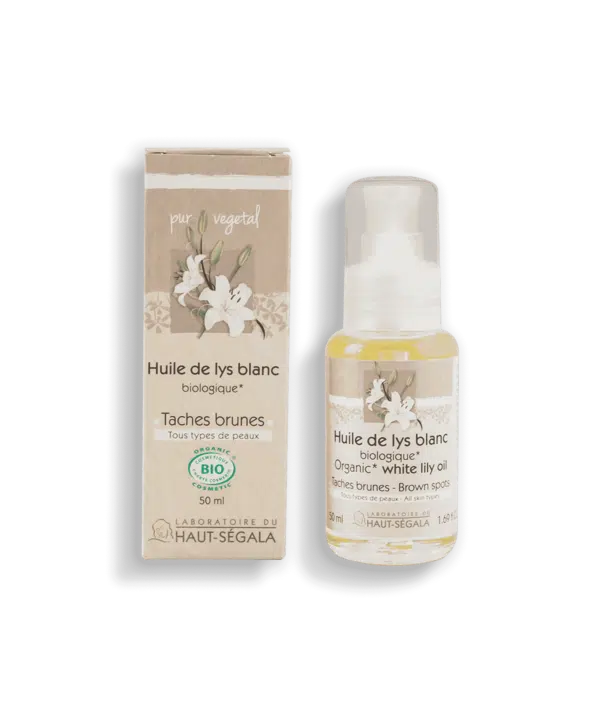 Packshot produit huile de lys blanc