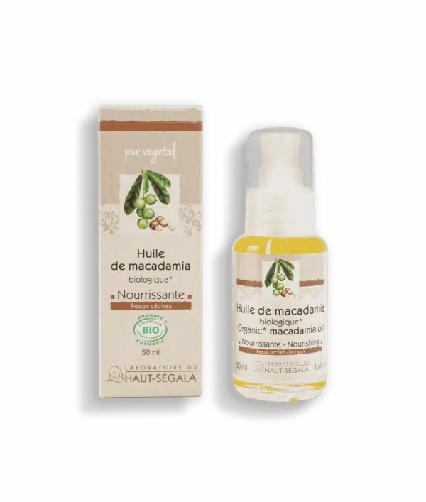 Packshot produit huile de macadamia biologique