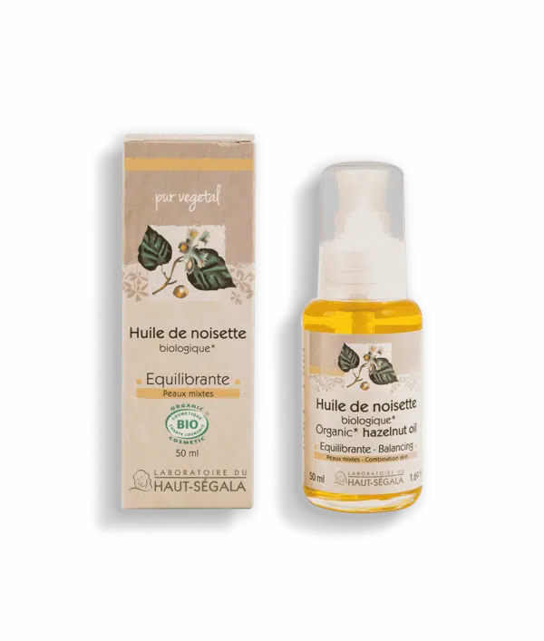 Packshot produit huile de noisette biologique
