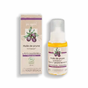 Packshot produit huile de prune biologique