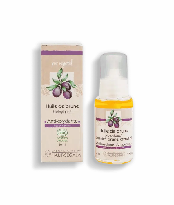 Packshot produit huile de prune biologique
