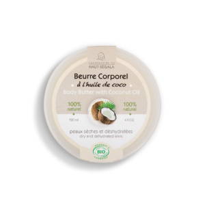 Packshot produit beurre corporel à l'huile de coco