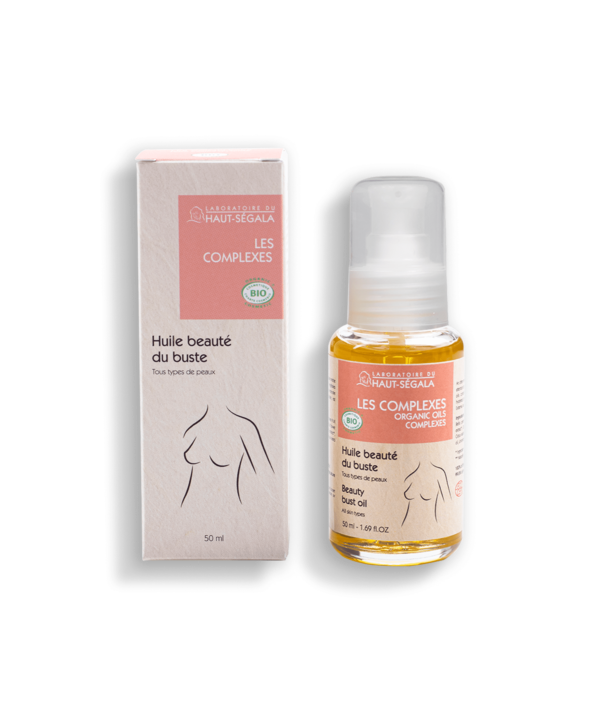 Packshot produit huile beauté du buste