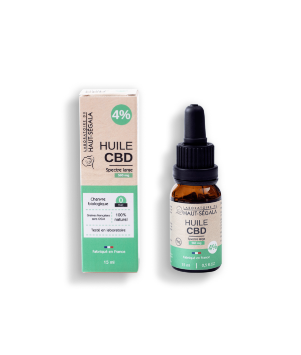Flacon avec étui d'huile de CBD 4%